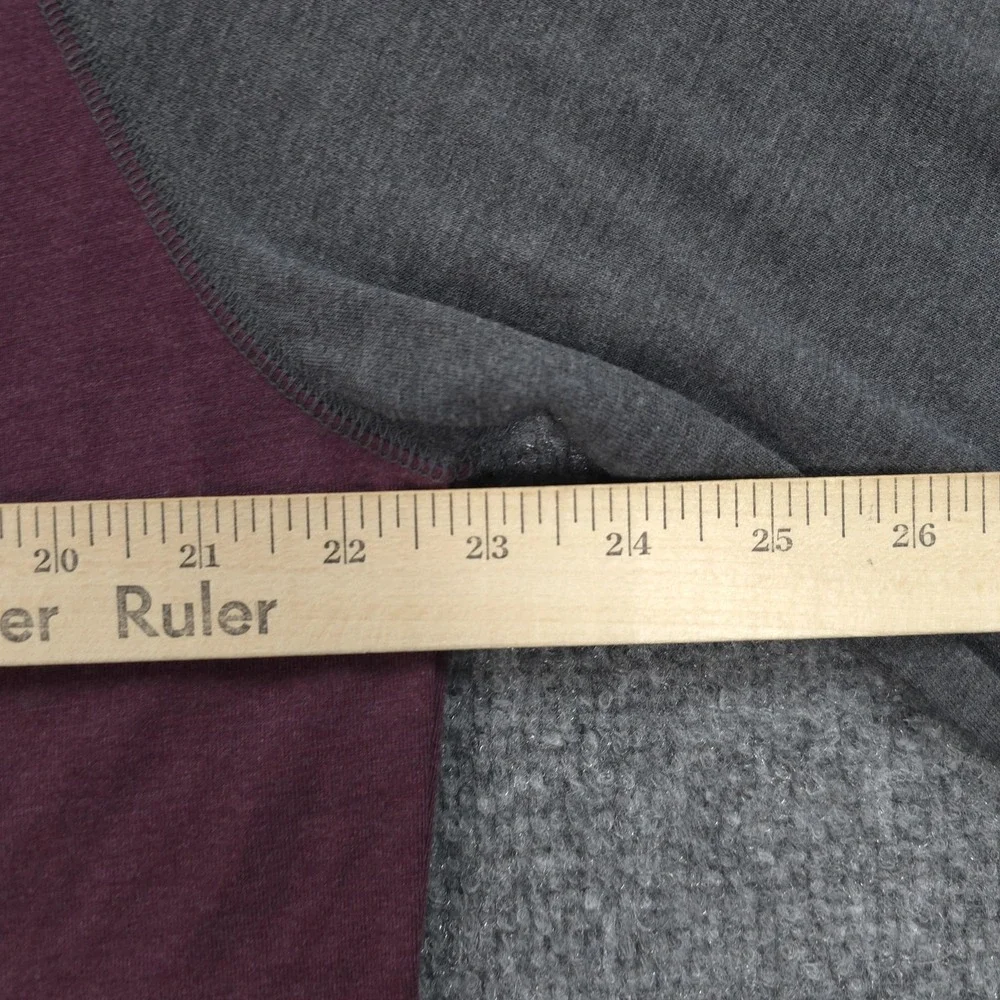 Mizzen Main‎ Shirt Mens Large Red Gray EasyKnit Henley Long Sleeve Raglan Preppy